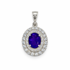 Blue Sapphire & American Diamond Sterling Silver Pendant in 925 sterling silver - photo 1 of 4
