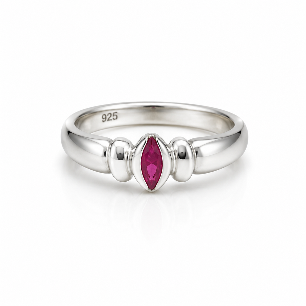 Ruby Solitaire Sterling Silver Ring in 925 sterling silver - photo 1 of 6