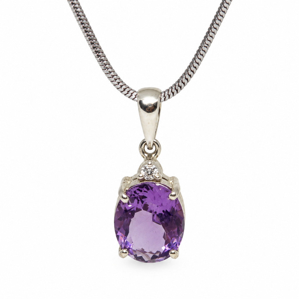 Amethyst & American Diamond Sterling Silver Pendant in 925 sterling silver - photo 1 of 4