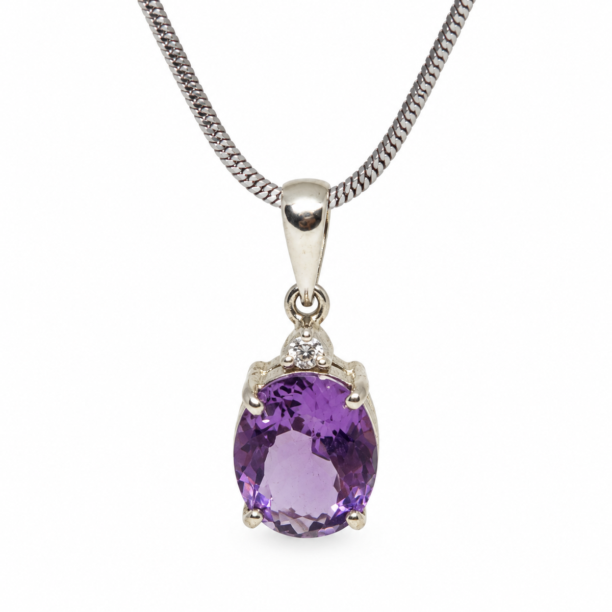 Amethyst & American Diamond Sterling Silver Pendant in 925 sterling silver - photo 1 of 4