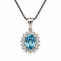 Blue Topaz & American Diamond Sterling Silver Pendant in 925 sterling silver - photo 1 of 4