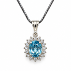 Blue Topaz & American Diamond Sterling Silver Pendant in 925 sterling silver - photo 1 of 4