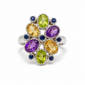 Multicolour Gemstone Vintage Sterling Silver Ring in 925 sterling silver - photo 1 of 4