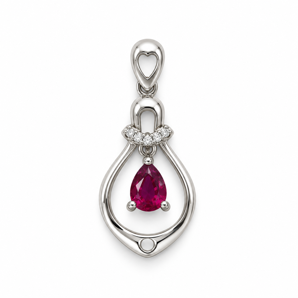 Tourmaline & American Diamond Sterling Silver Pendant in 925 sterling silver - photo 1 of 5