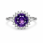 Amethyst Halo Sterling Silver Ring in 925 sterling silver - photo 2 of 4