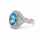 Blue Topaz Halo Sterling Silver Ring in 925 sterling silver - photo 3 of 4