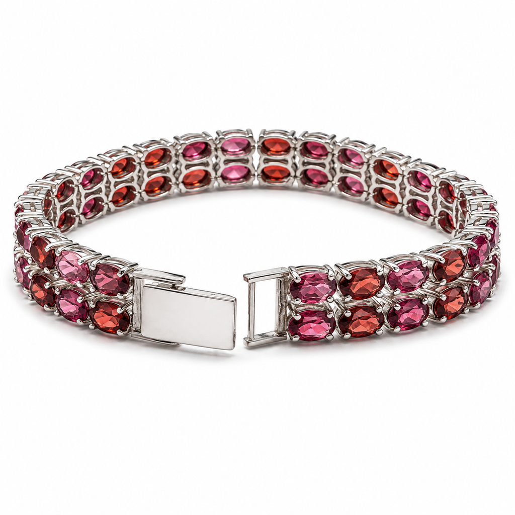 Garnet Sterling Silver Bracelet in 925 sterling silver - photo 4 of 4
