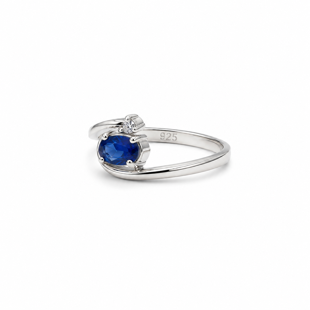 Blue Sapphire Solitaire Sterling Silver Ring in 925 sterling silver - photo 6 of 7