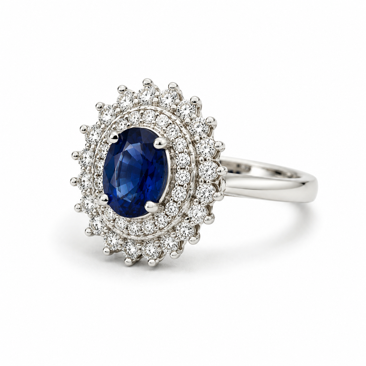Blue Sapphire Halo Sterling Silver Ring in 925 sterling silver - photo 4 of 4