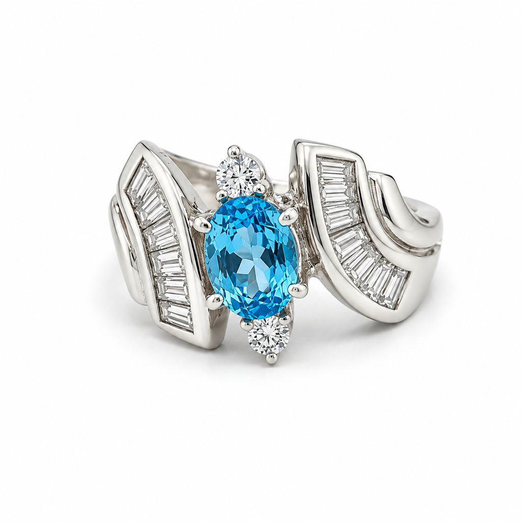 Blue Topaz Three-Stone Sterling Silver Ring in 925 sterling silver - photo 3 of 4