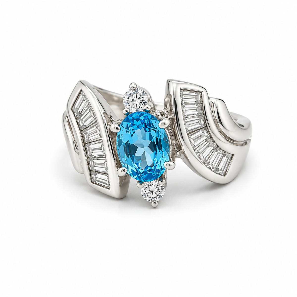 Blue Topaz Three-Stone Sterling Silver Ring in 925 sterling silver - photo 3 of 4