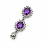 Amethyst & American Diamond Sterling Silver Pendant in 925 sterling silver - photo 3 of 5