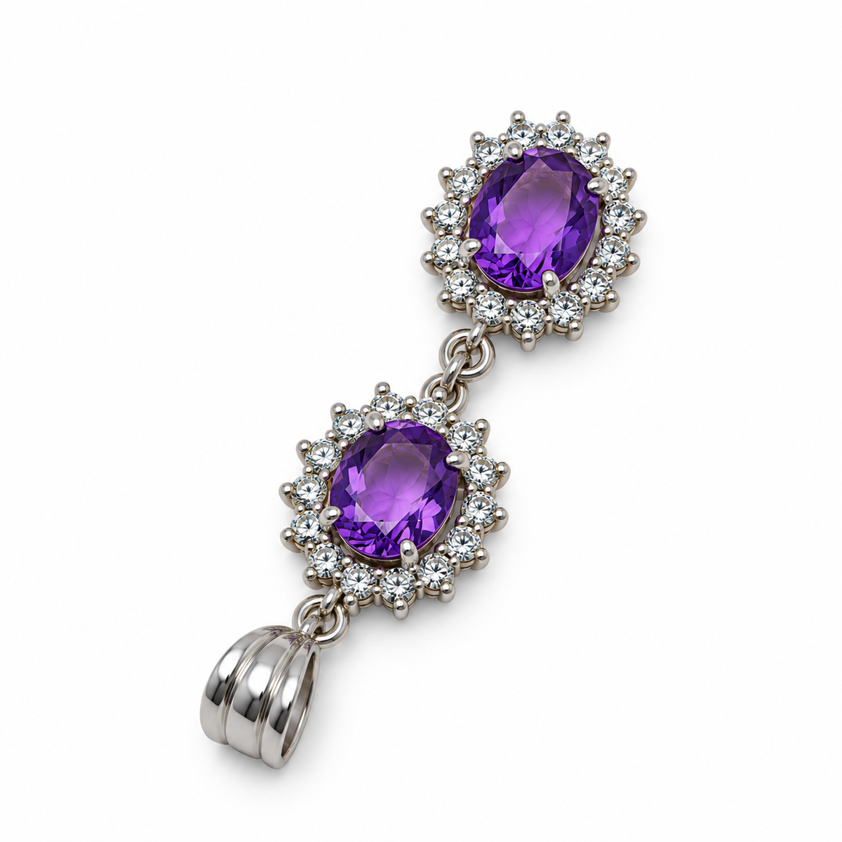 Amethyst & American Diamond Sterling Silver Pendant in 925 sterling silver - photo 3 of 5