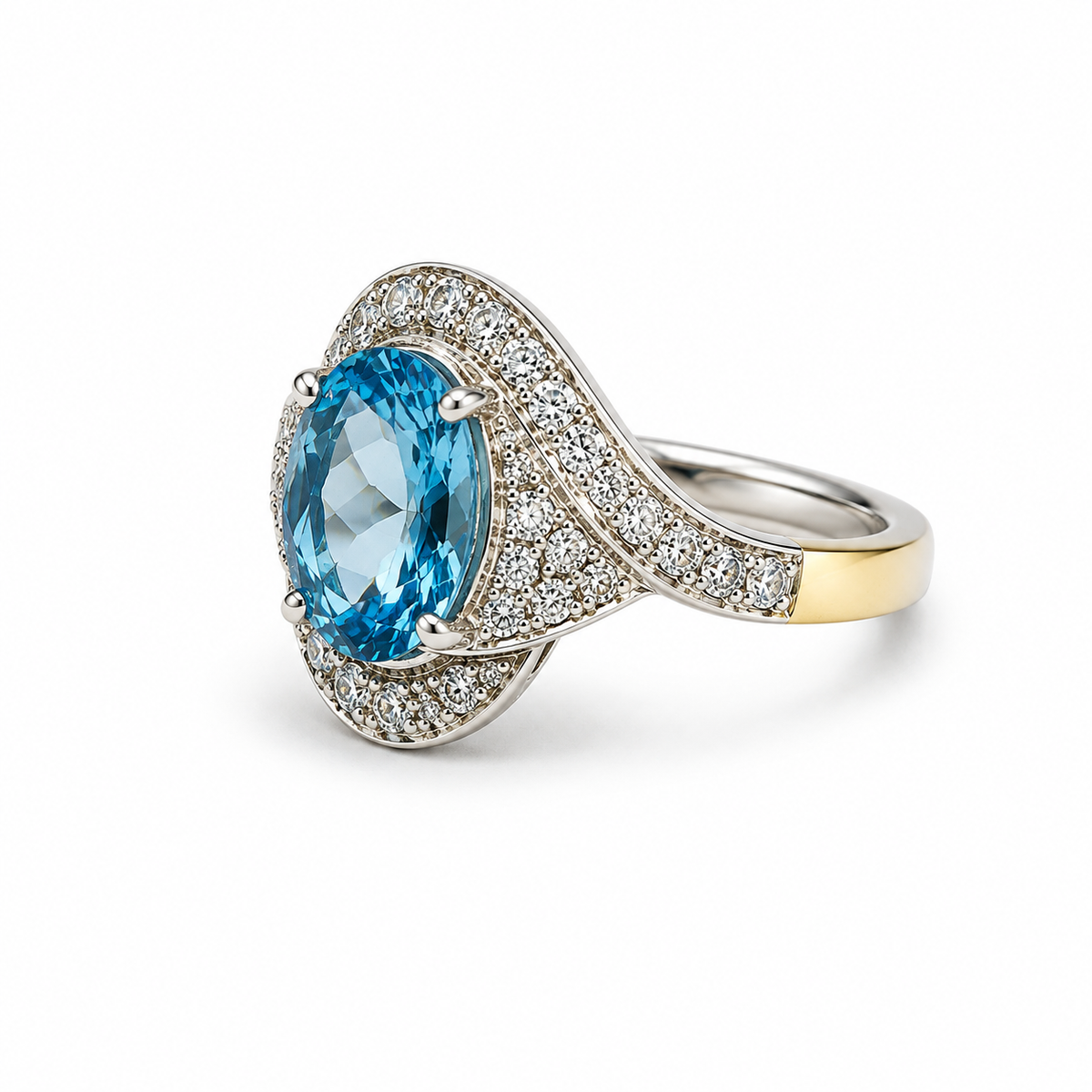 Blue Topaz Halo Sterling Silver Ring in 925 sterling silver - photo 1 of 4