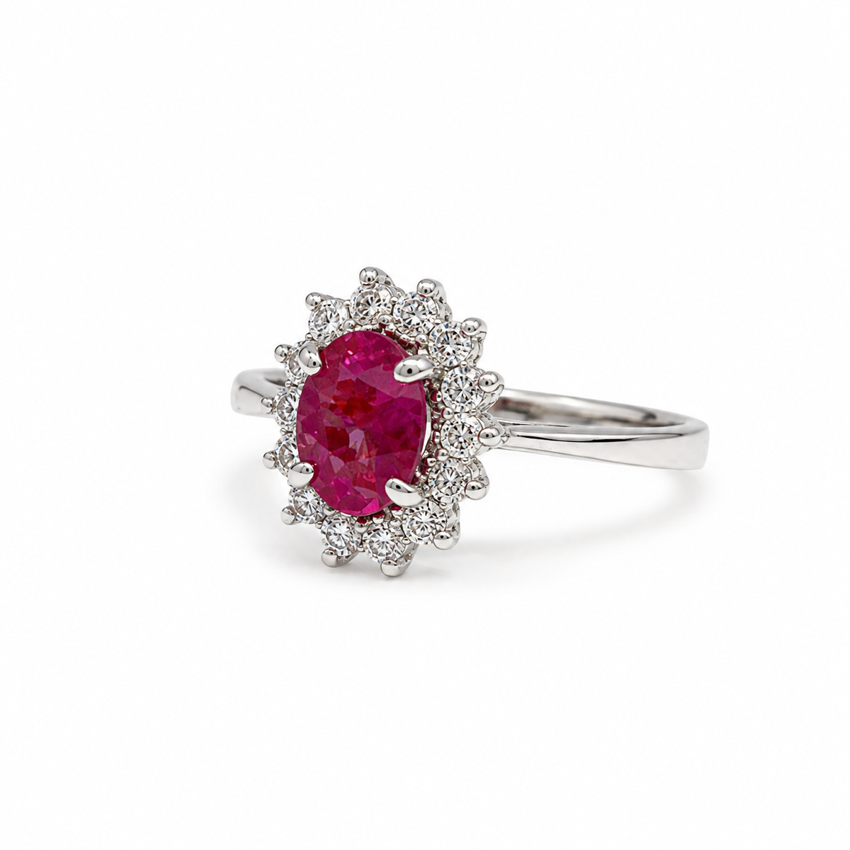 Garnet Halo Sterling Silver Ring in 925 sterling silver - photo 3 of 4
