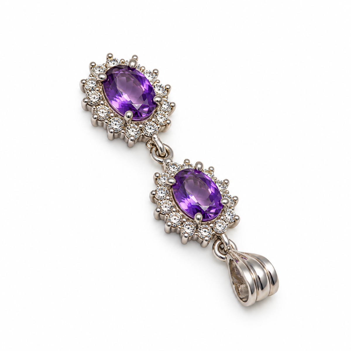 Amethyst & American Diamond Sterling Silver Pendant in 925 sterling silver - photo 4 of 5